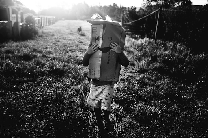 Kid playing with Box