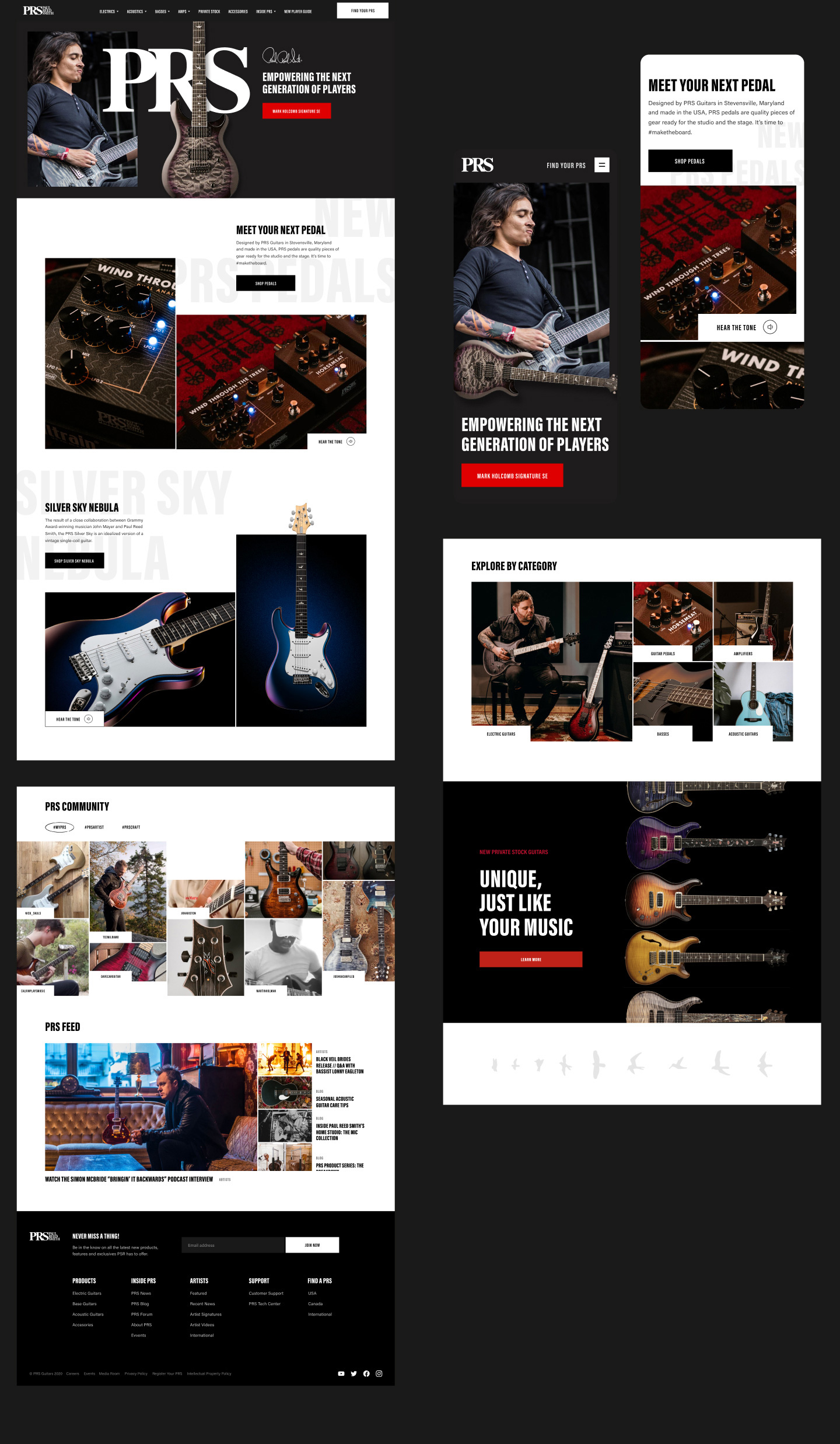 PRS Guitar reimagined homepage design